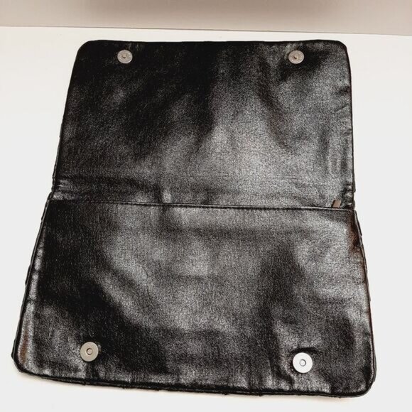 CALL IT SPRING Folded Clutch Textured Pleats Black Vegan Leather - Picture 10 of 14